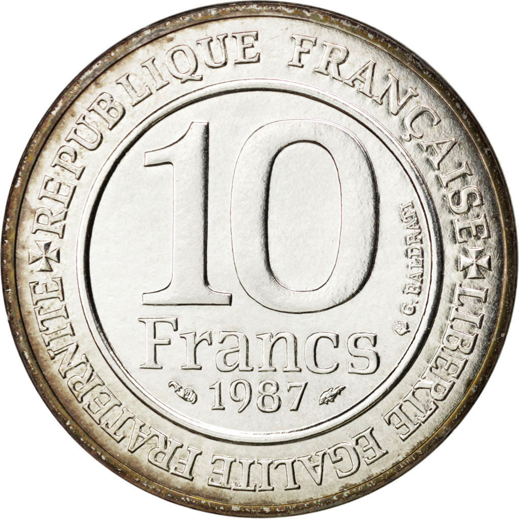 Vème République, 10 Francs millénaire Capétien Brillant Universel Argent 1986, K
