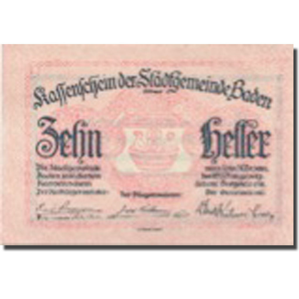 Banconote, Austria, Baden, 10 Heller, personnage 1920-12-31, SPL, Mehl:FS 74a