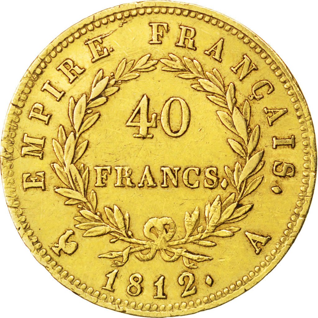 Premier Empire, 40 Francs or au revers Empire 1812 Paris, KM 696.1