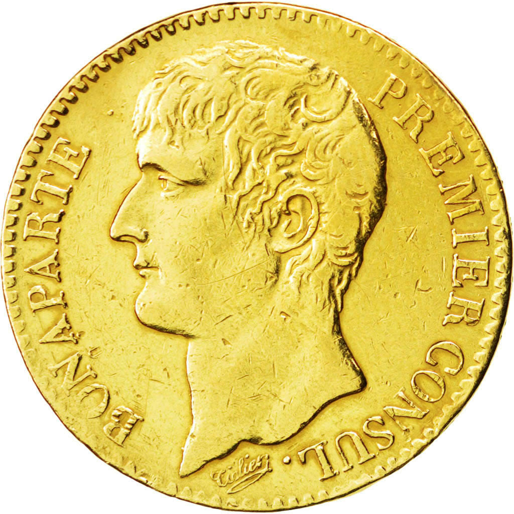 FRANCE, Napoléon I, 40 Francs, 1803, Paris, KM #652, VF(30-35), Gold, Gadoury #.
