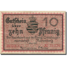 Banknote, Germany, Marienberg, 10 Pfennig, Blason, 1918, EF(40-45) Mehl:M 8.1a