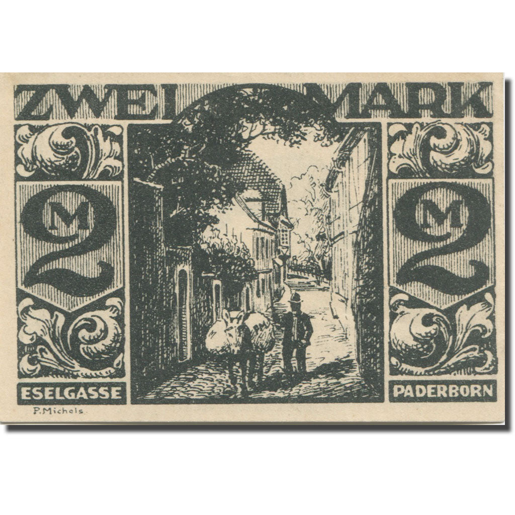 Banknote, Germany, Paderborn, 2 Mark, âne, 1921 UNC(63) Mehl:1043.4