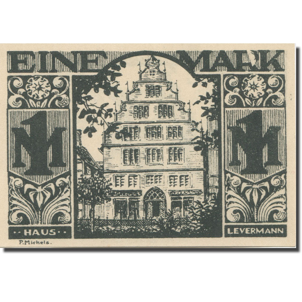Banknote, Germany, Paderborn, 1 Mark, Maison, 1921, UNC(63) Mehl:1043.4