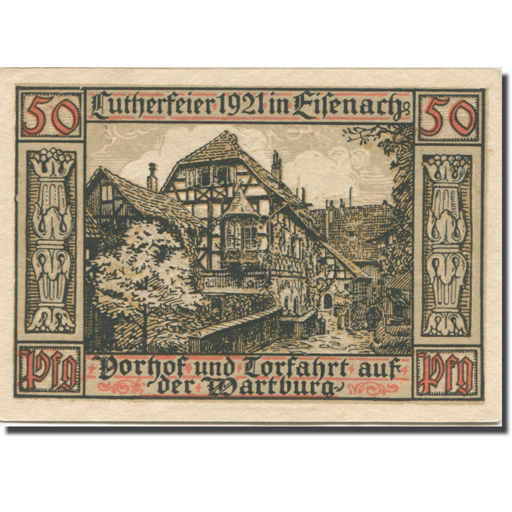 Banknote, Germany, Eisenach, 50 Pfennig, Blason 1, 1921 UNC(63) Mehl:320.2a