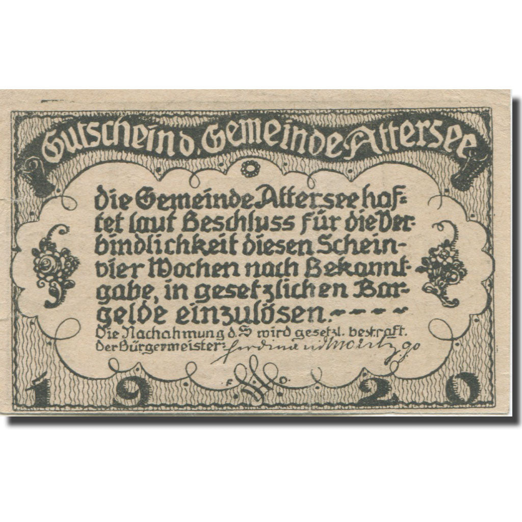 Banknote, Austria, Attersee, 20 Heller, village, 1920, AU(55-58), Mehl:FS 60a