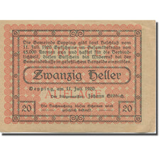 Banknote, Austria, öpping, 20 Heller, Blason, 1920, AU(55-58) Mehl:710Ia