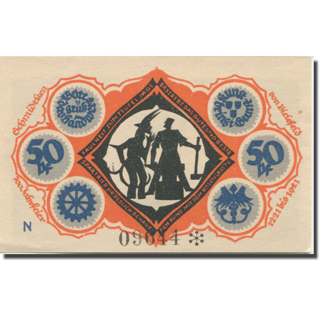 Geldschein, Deutschland, Bielefeld, 50 Pfennig, personnage, 1921UNZ- Mehl:103.5a