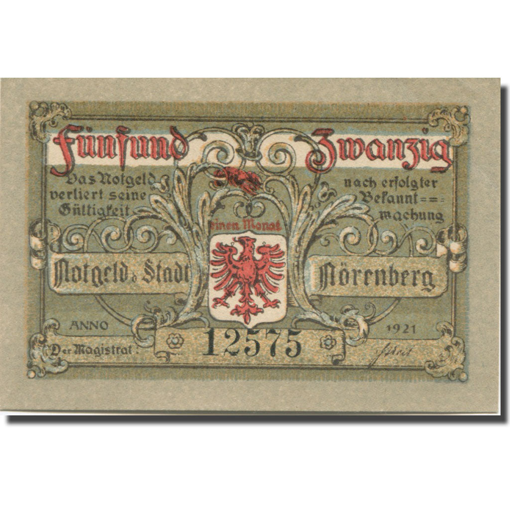 Banknote, Germany, Norenberg, 25 Pfennig, Blason, 1921, UNC(63) Mehl:979.39a