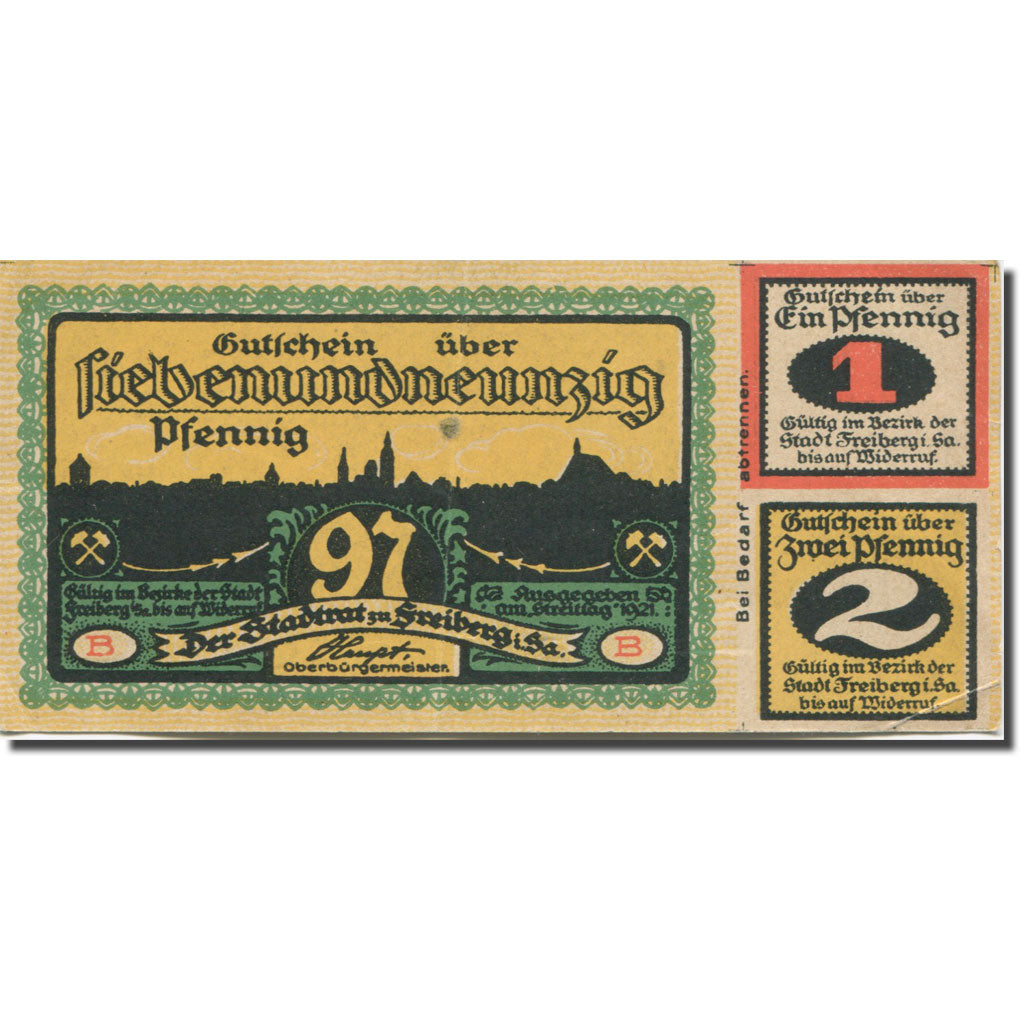 Banknote, Germany, Freiberg, 1 Mark, château, 1921, AU(55-58) Mehl:379.1