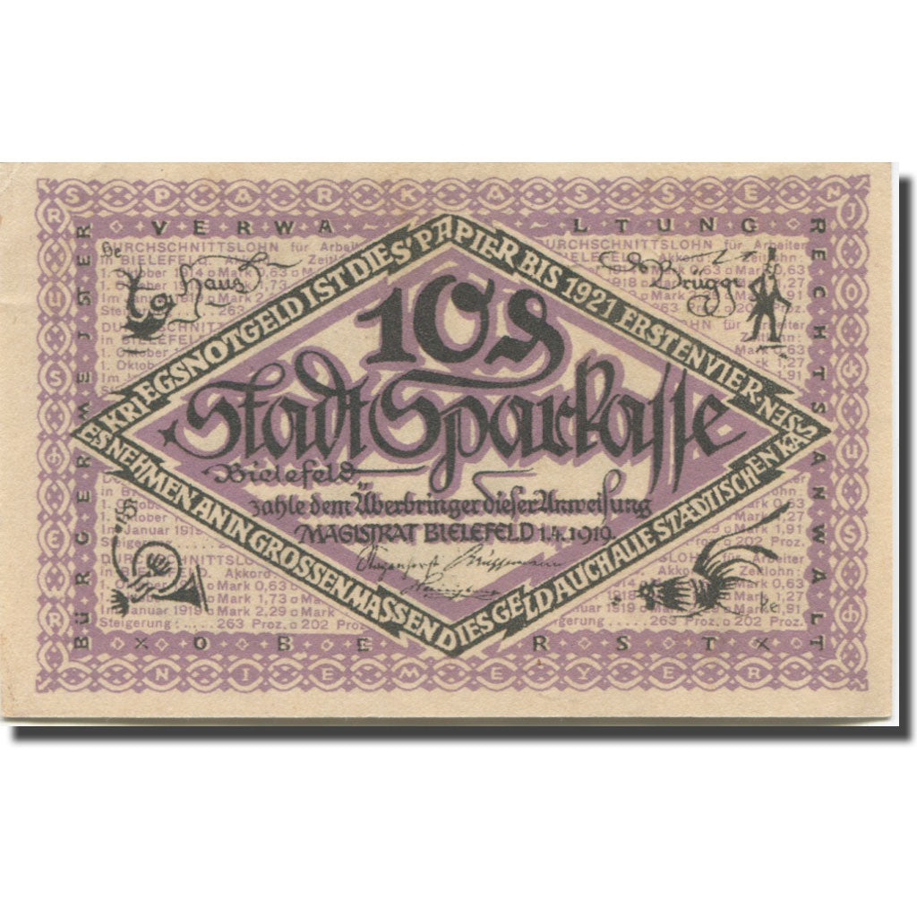 Banknote, Germany, Bielefeld, 10 Pfennig, légumes, 1921 UNC(63) Mehl:B44.9a