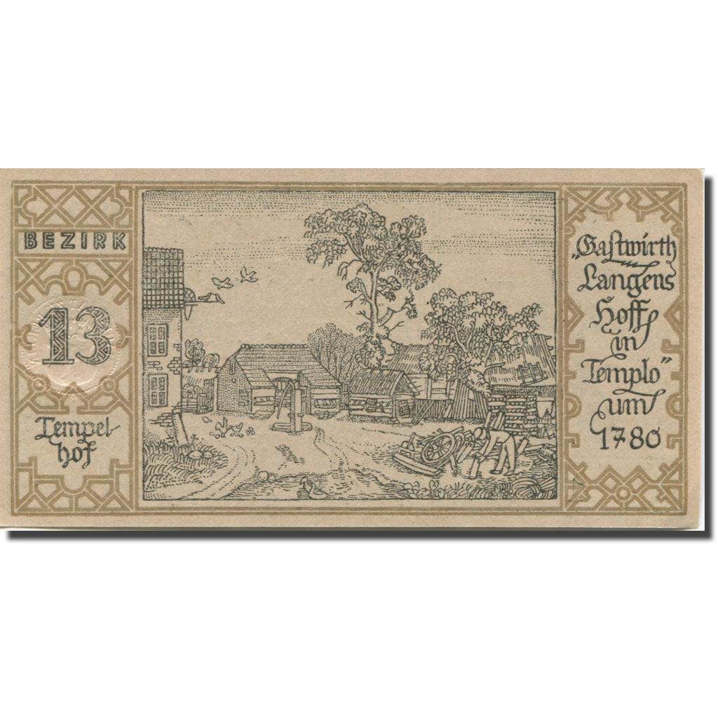Banknote, Germany, Berlin, 50 Pfennig, chemin1921-09-09, UNC(63) Mehl:92.1