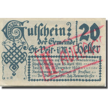 Banknote, Austria, St. Veit, 20 Heller, château, 1920 AU(50-53) Mehl:FS 944c