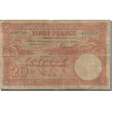 Banknote, Belgian Congo, 20 Francs, 1943, 1943-03-10, KM:15C, VG(8-10)