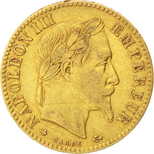 FRANCE, Napoléon III, 10 Francs, 1867, Strasbourg, KM #800.2, EF(40-45), Gold, G
