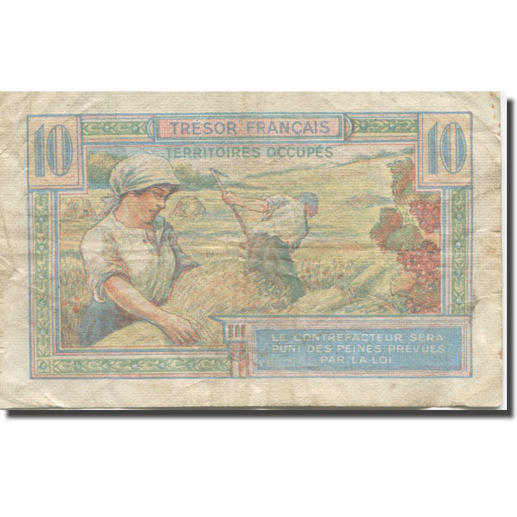France, 10 Francs, 1947 French Treasury, 1947, VF(20-25), Fayette:VF 30.01