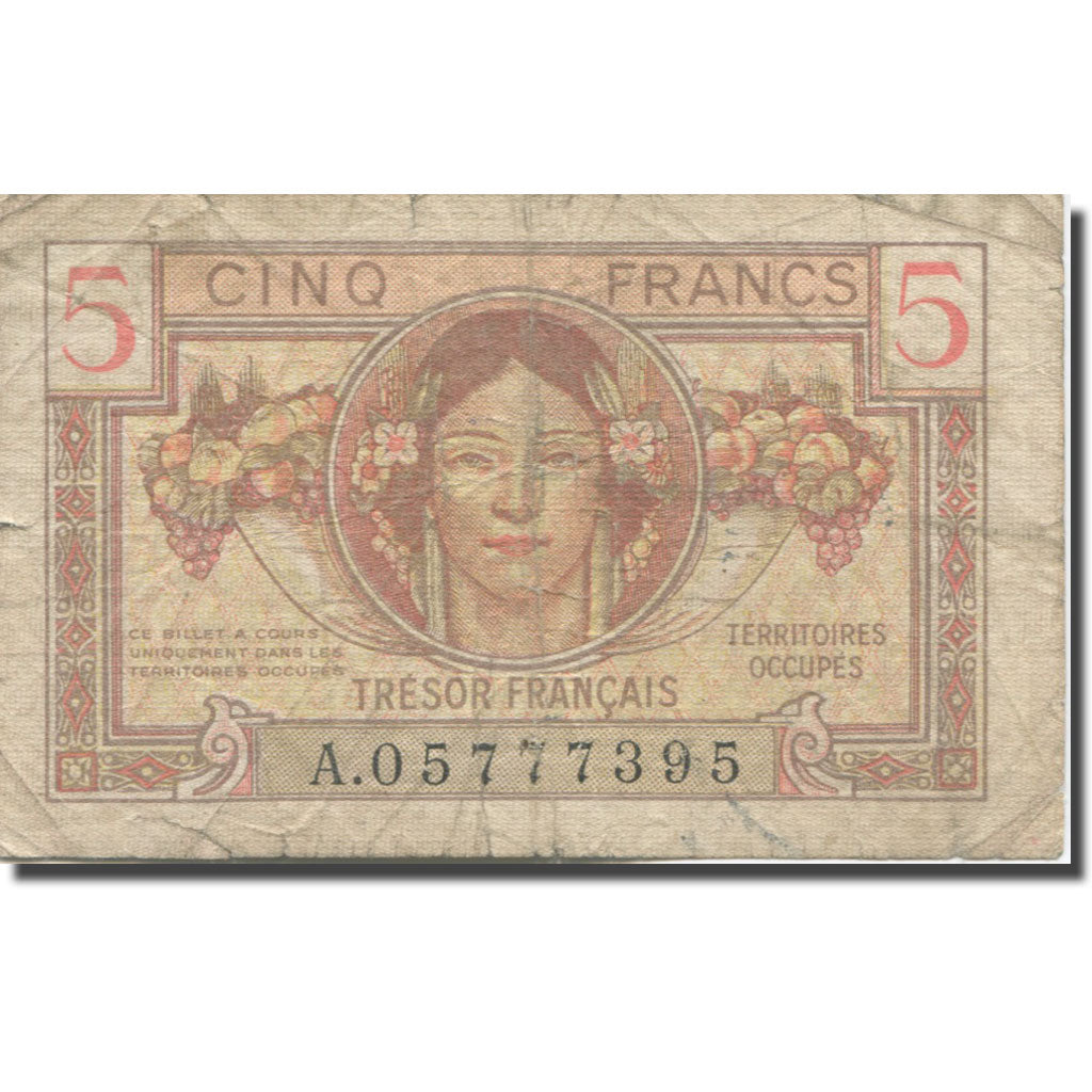 Francia, 5 Francs, 1947 French Treasury, 1947, B, Fayette:VF29.1, KM:M6a