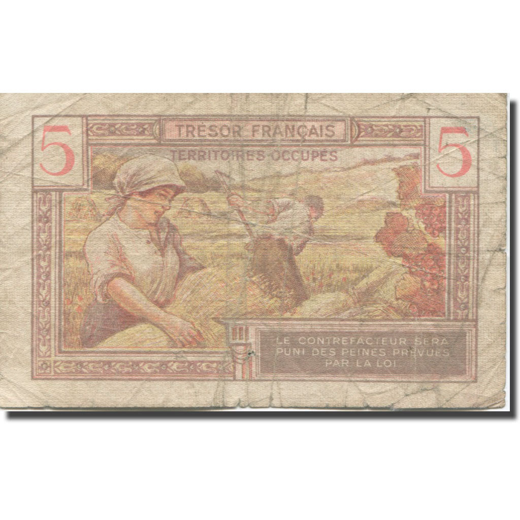 Francia, 5 Francs, 1947 French Treasury, 1947, B, Fayette:VF29.1, KM:M6a