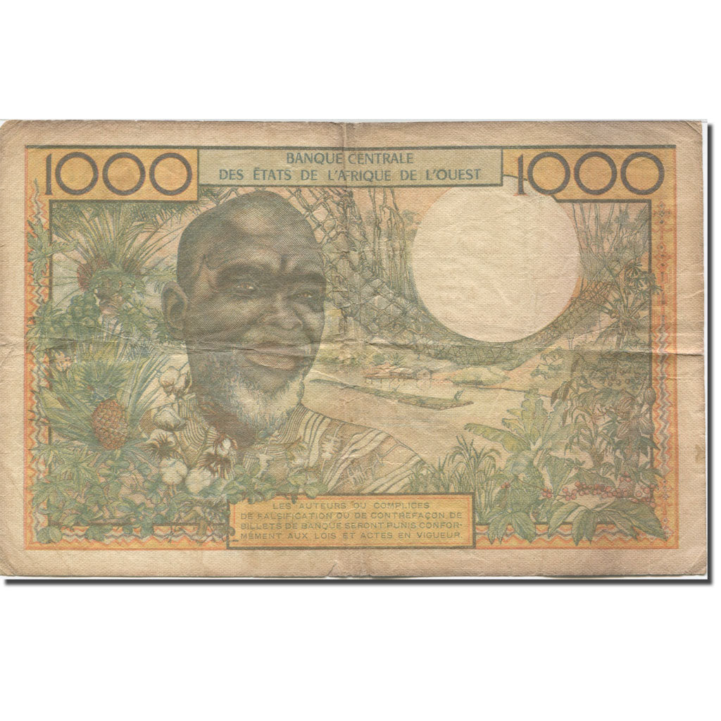 Banknote, West African States, 1000 Francs, KM:103Ae, VF(20-25)