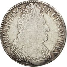 FRANCE, Écu aux 3 couronnes, ECU, 1709, Dijon, KM #386.14, VF(20-25), Silver, ..