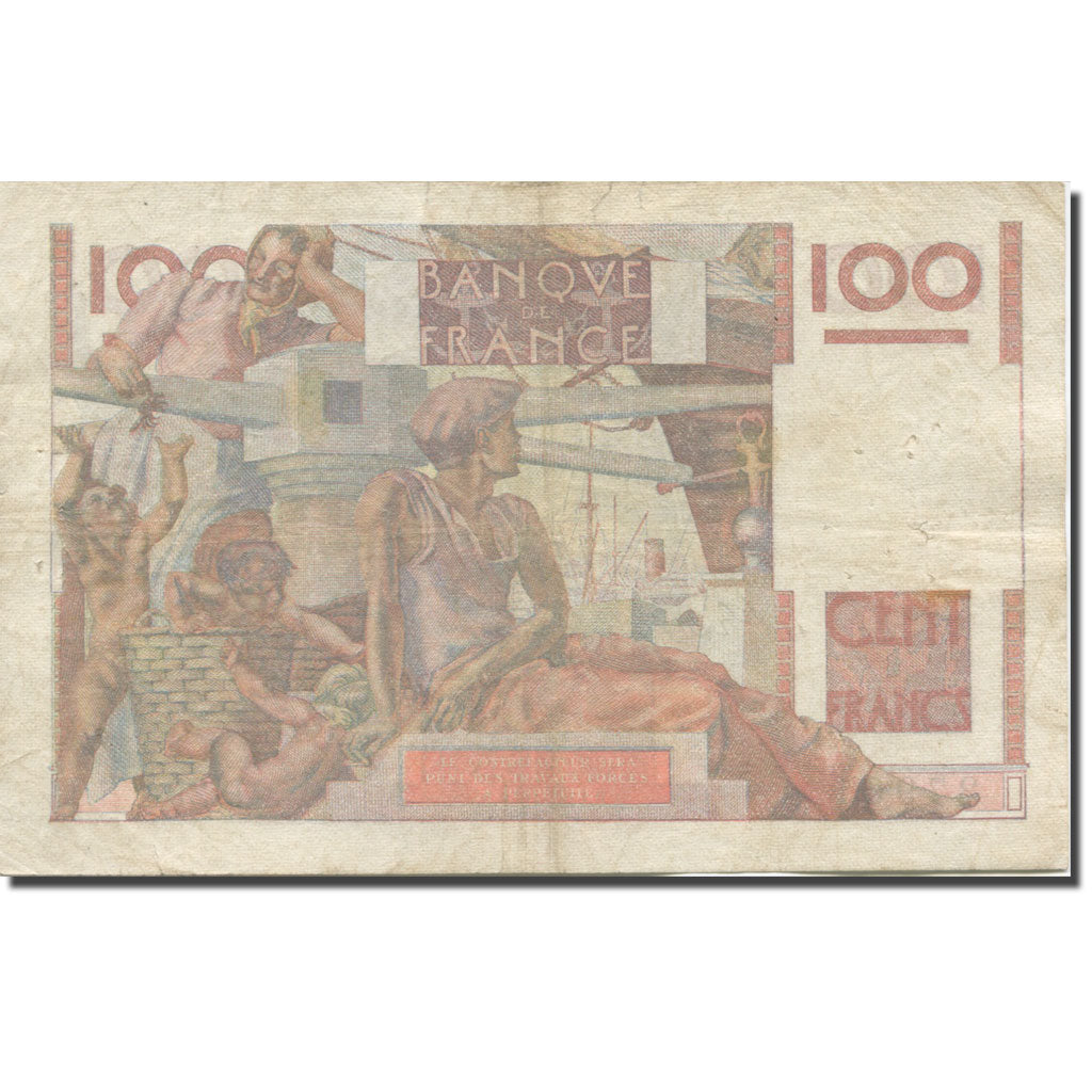 France, 100 Francs, Jeune Paysan, 1949, 1949-02-17, TB+, Fayette:28.22, KM:128b
