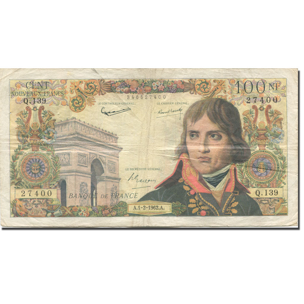 France, 100 Nouveaux Francs, Bonaparte, 1962, 1962-02-01, VF(20-25)