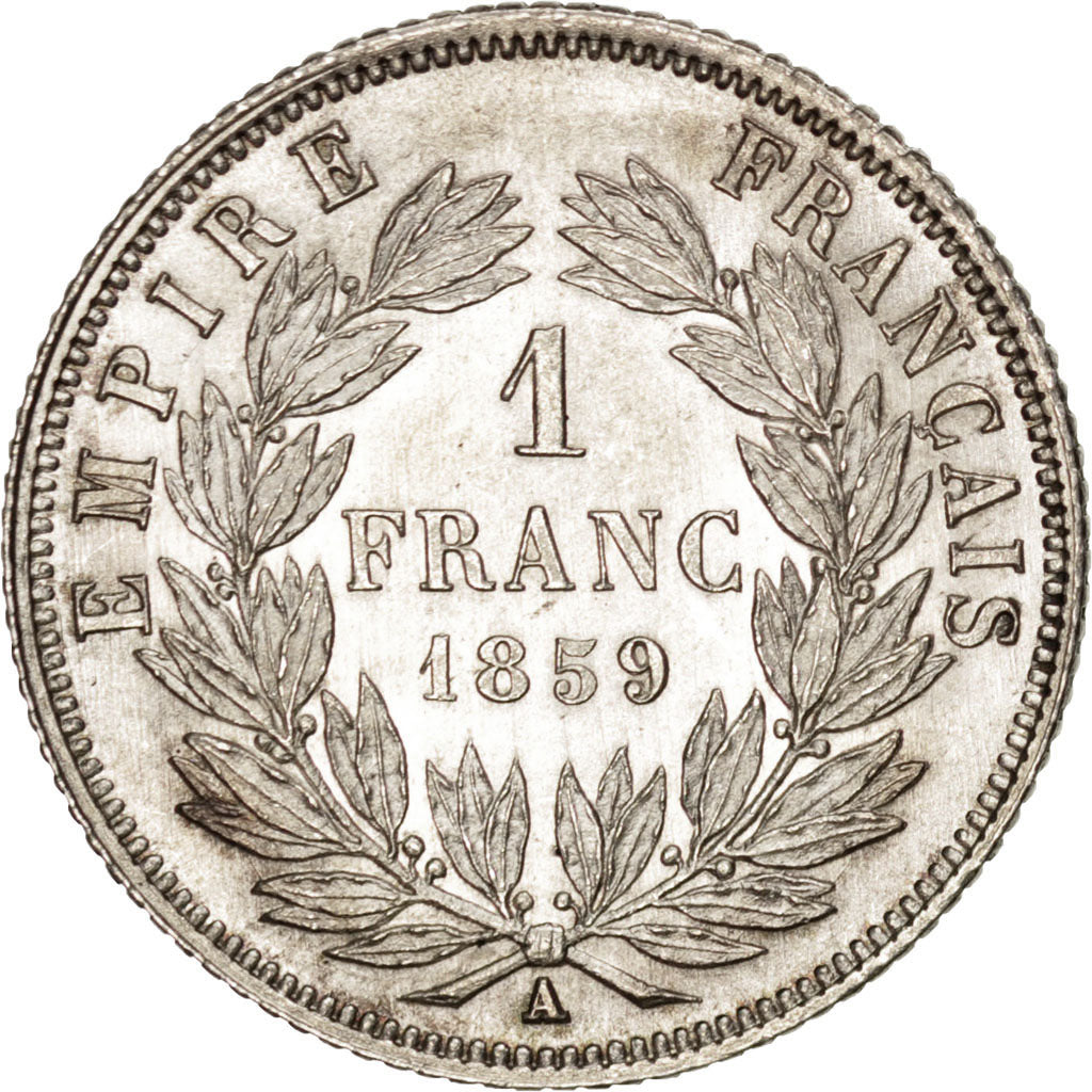 FRANCE, Napoléon III, Franc, 1859, Paris, KM #779.1, graded, PCGS, MS(64), S...