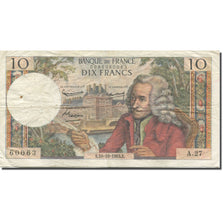Francia, 10 Francs, Voltaire, 1963, 1963-10-10, MB, Fayette:62.4, KM:147a