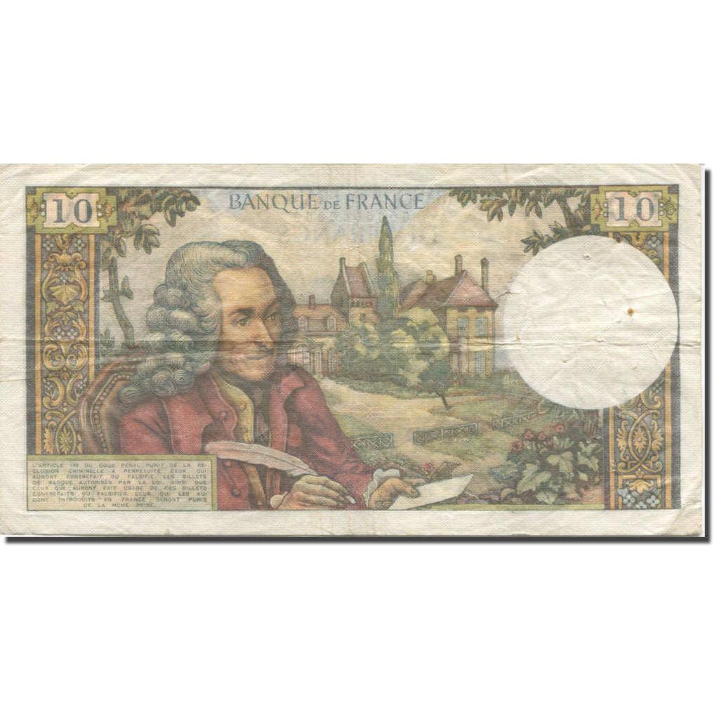 Francia, 10 Francs, Voltaire, 1963, 1963-10-10, MB, Fayette:62.4, KM:147a