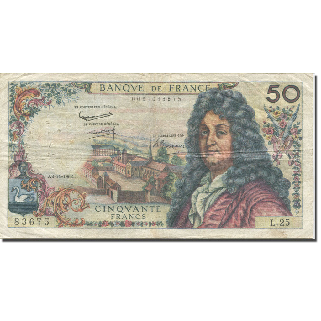 Frankreich, 50 Francs, Racine, 1962, 1962-11-08, SGE+, Fayette:64.2, KM:148a
