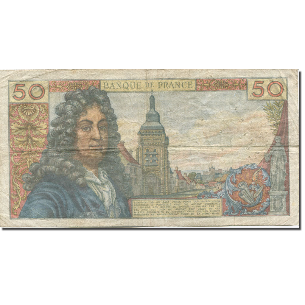 Frankrijk, 50 Francs, Racine, 1962, 1962-11-08, B+, Fayette:64.2, KM:148a