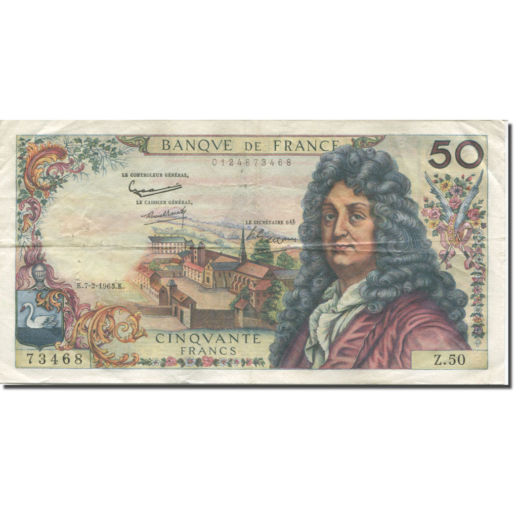 France, 50 Francs, Racine, 1963, 1963-02-07, TB+, Fayette:64.4, KM:148a