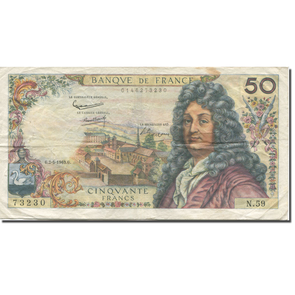 Francia, 50 Francs, Racine, 1963, 1963-05-02, MB, Fayette:64.5, KM:148a