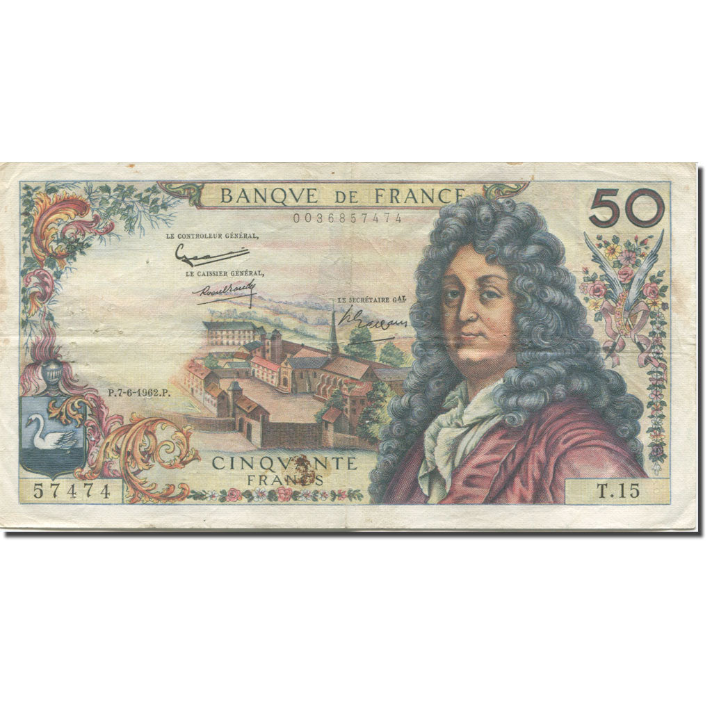 France, 50 Francs, Racine, 1962, 1962-06-07, TB, Fayette:64.1, KM:148a