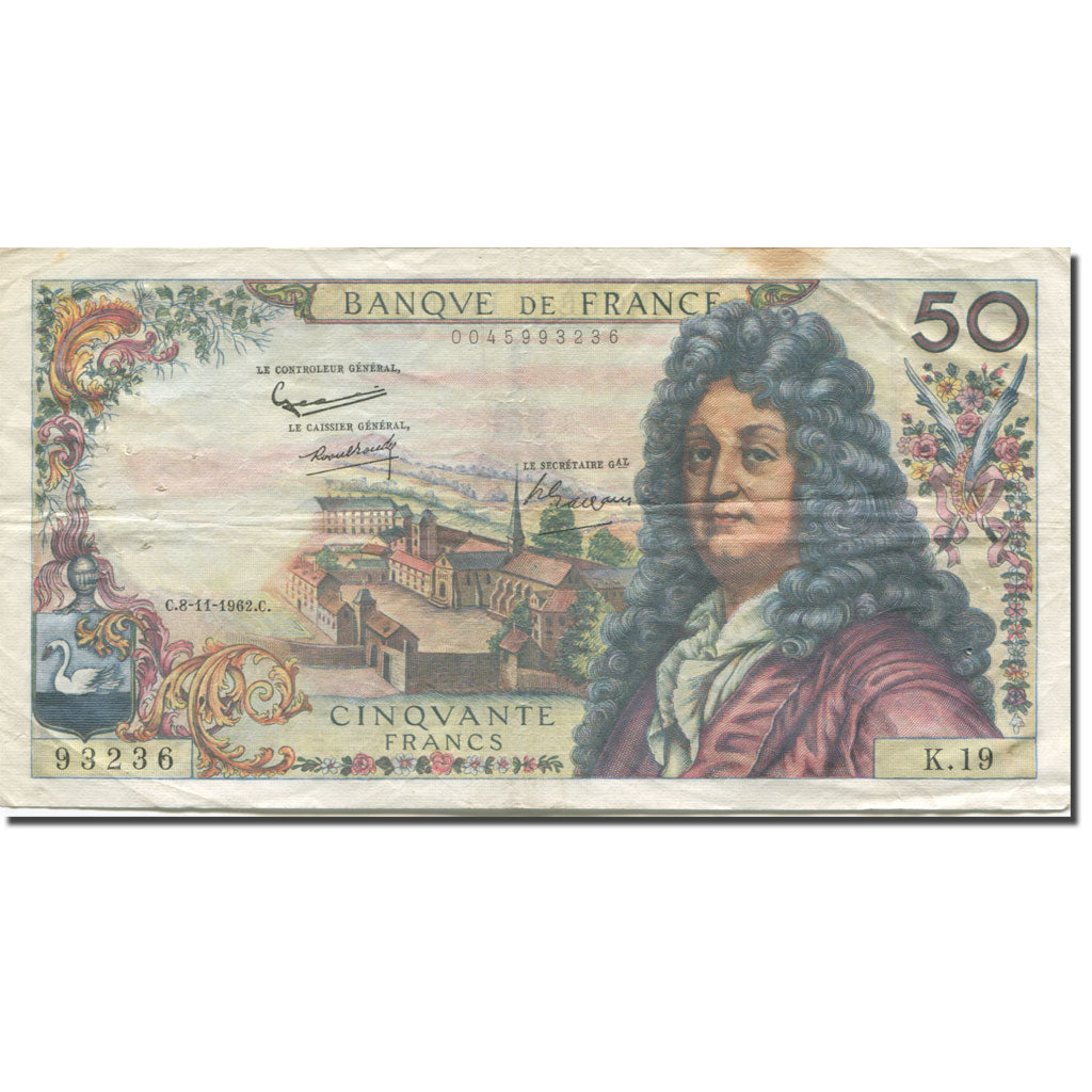 France, 50 Francs, Racine, 1962, 1962-11-08, TB, Fayette:64.2, KM:148a