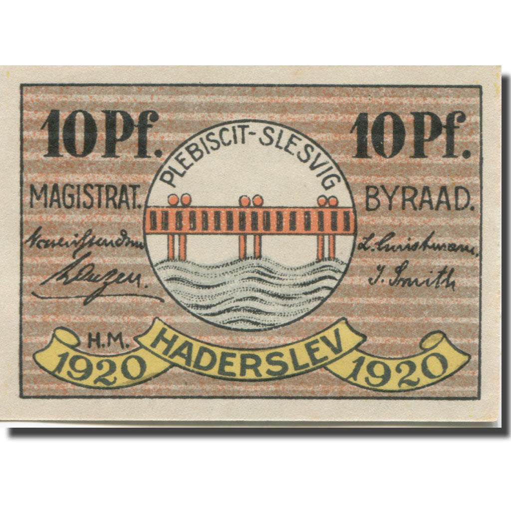 Banknote, Germany, Haderslev, 10 Pfennig, pont, 1920 UNC(63) Mehl:H1.5