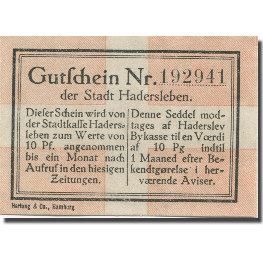 Banknote, Germany, Haderslev, 10 Pfennig, pont, 1920 UNC(63) Mehl:H1.5