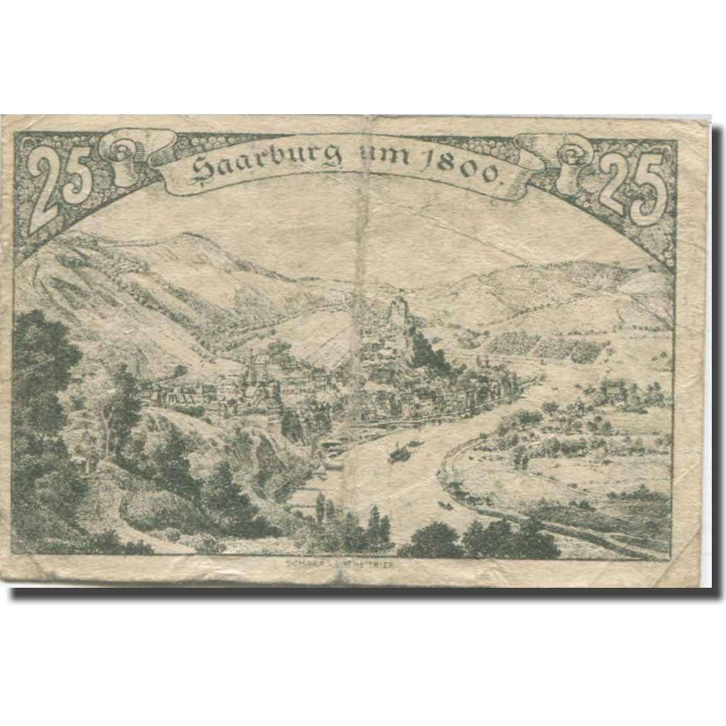 Billet, Allemagne, Saarburg, 25 Pfennig, château 1920-07-01, TB Mehl:54.1b