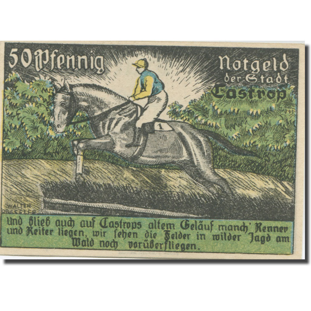 Banconote, Germania, Castrop, 50 Pfennig, Blason 1921-03-24, SPL Mehl:223.1
