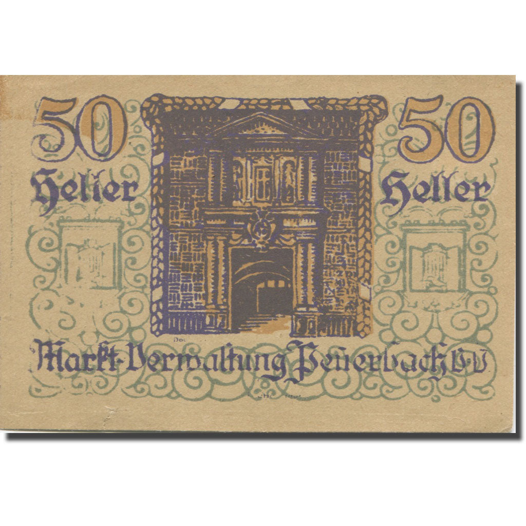 Banknote, Austria, Peuerbach, 50 Heller, Monument, 1920 AU(55-58) Mehl:FS 742Ia
