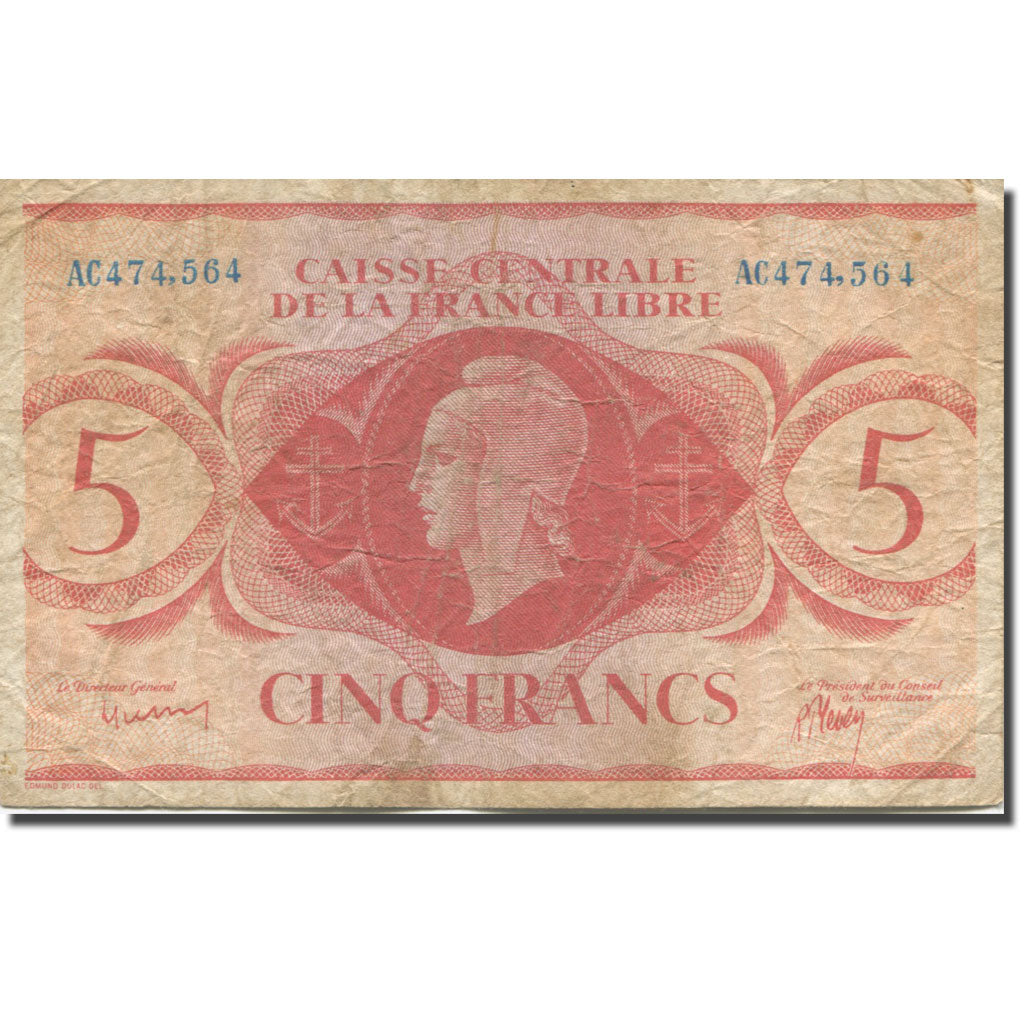 Afrique-Équatoriale française, 5 Francs, Marianne, B, KM:10a