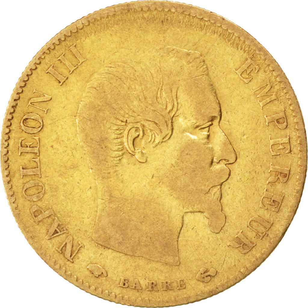 FRANCE, Napoléon III, 10 Francs, 1859, Paris, KM #784.3, VF(20-25), Gold, Gadour