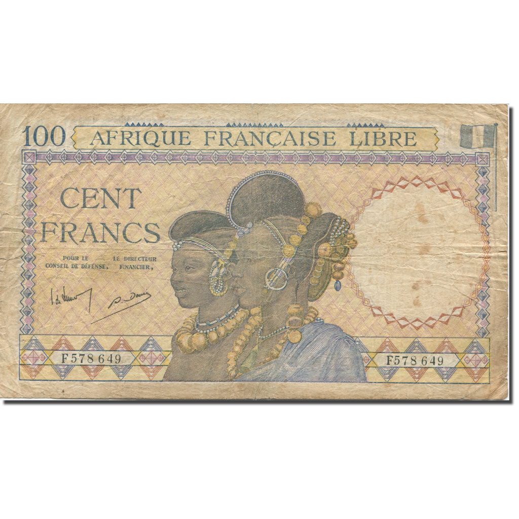 Banknote, French Equatorial Africa, 100 Francs, KM:8a, VG(8-10)