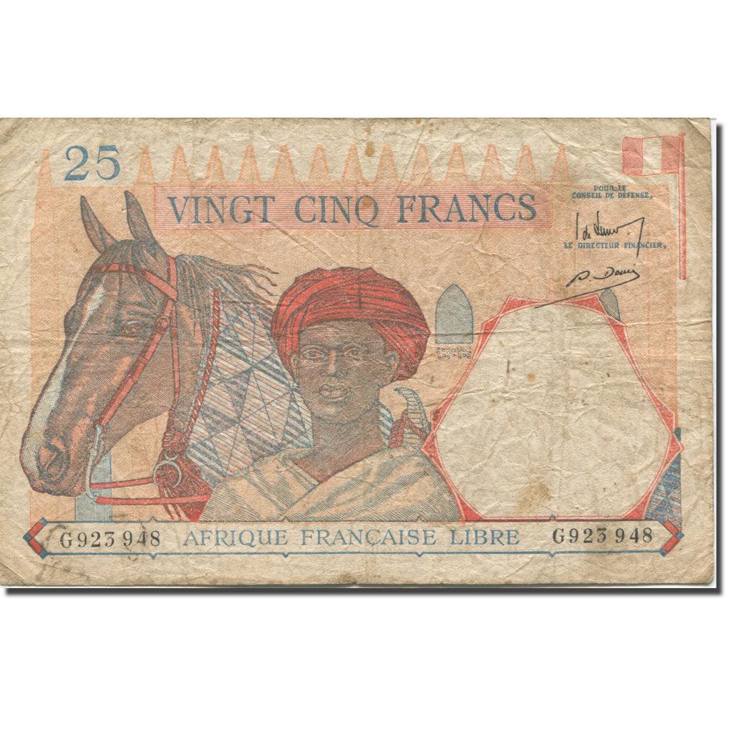 Banknote, French Equatorial Africa, 25 Francs, KM:7a, AG(1-3)