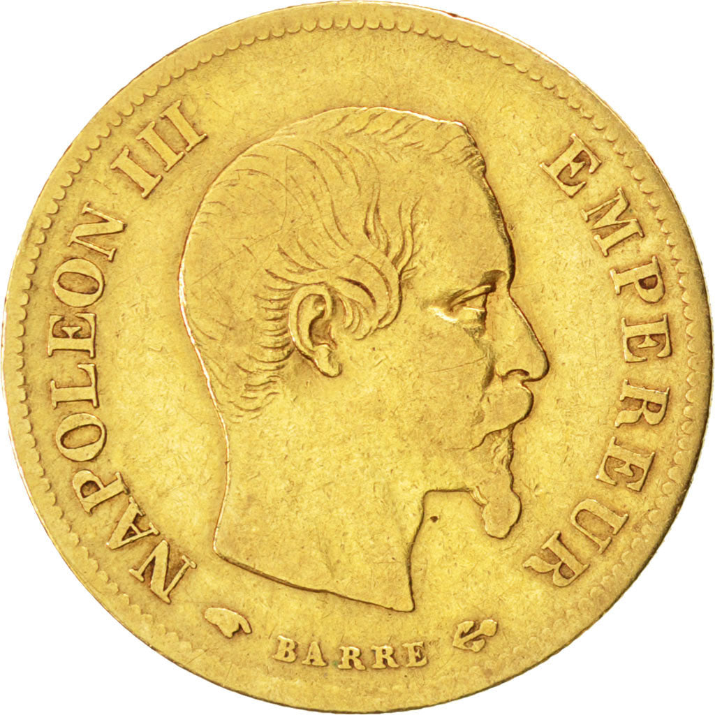 Second Empire, 10 Francs or Napoléon III tête nue 1855 Paris, KM 784.3