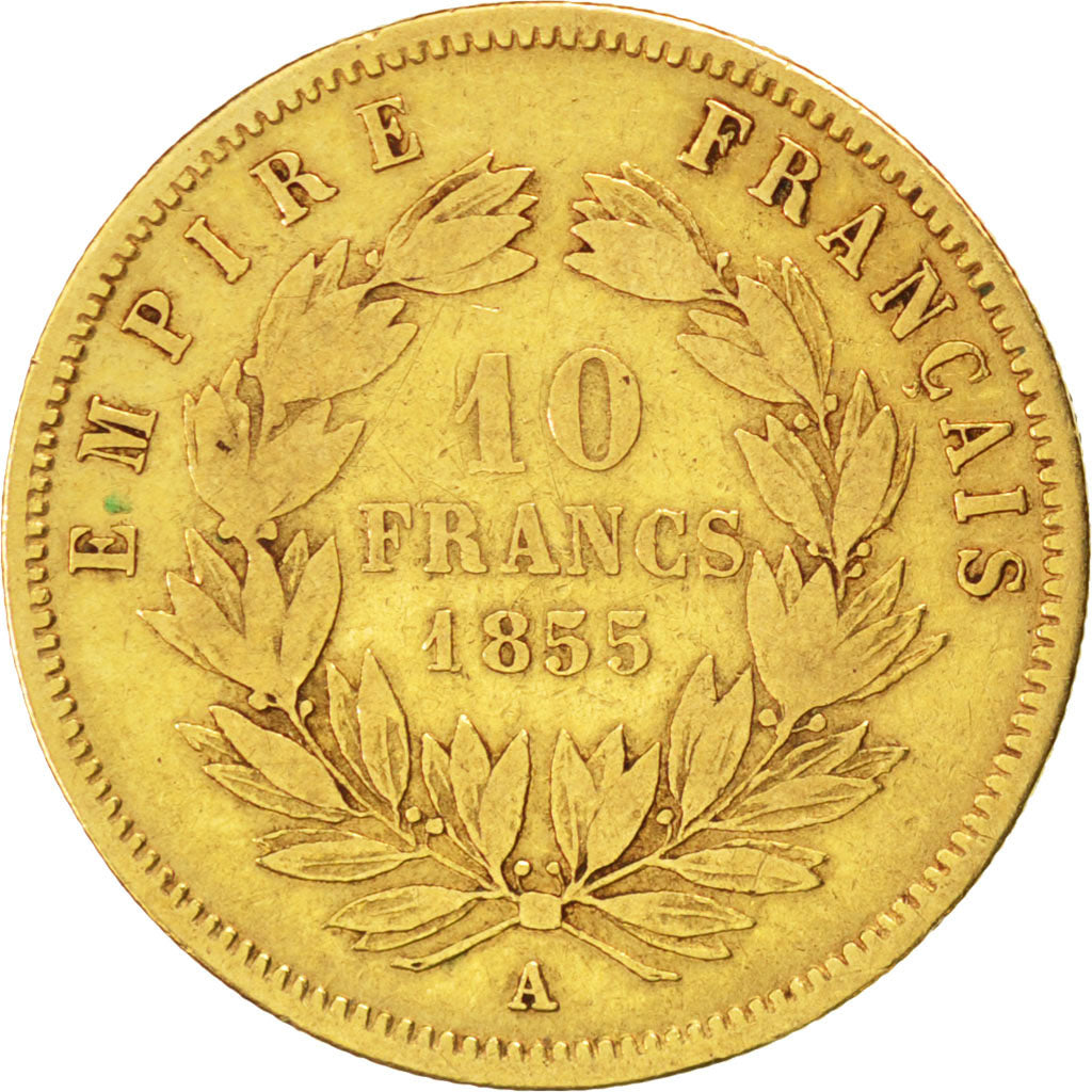 Second Empire, 10 Francs or Napoléon III tête nue 1855 Paris, KM 784.3