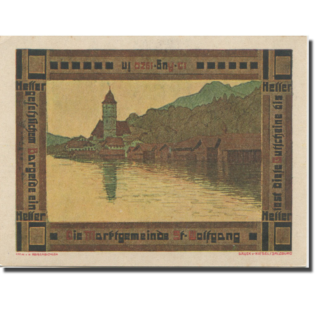 Banknote, Austria, St Wolfgang, 10 Heller, village, 1920 UNC(63) Mehl:FS 947a