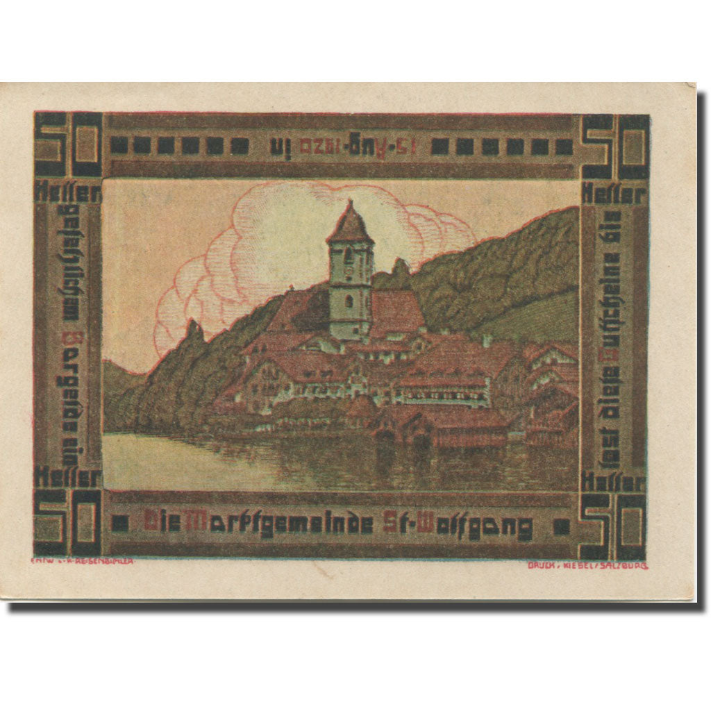 Banknote, Austria, St Wolfgang, 50 Heller, Eglise, 1920, UNC(63) Mehl:FS 947c