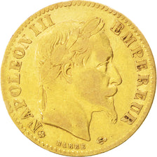 FRANCE, Napoléon III, 10 Francs, 1867, Strasbourg, KM #800.2, EF(40-45), Gold, G