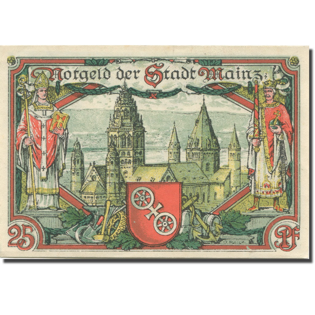 Banknote, Germany, Mainz, 25 Pfennig, fleuve, 1921 UNC(63) Mehl:860.1a