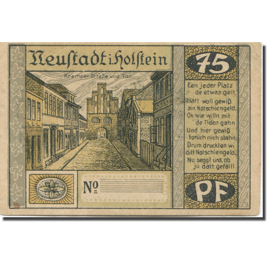 Geldschein, Deutschland, Neustadt, 75 Pfennig, rue, 1921 VZ Mehl:963.1b